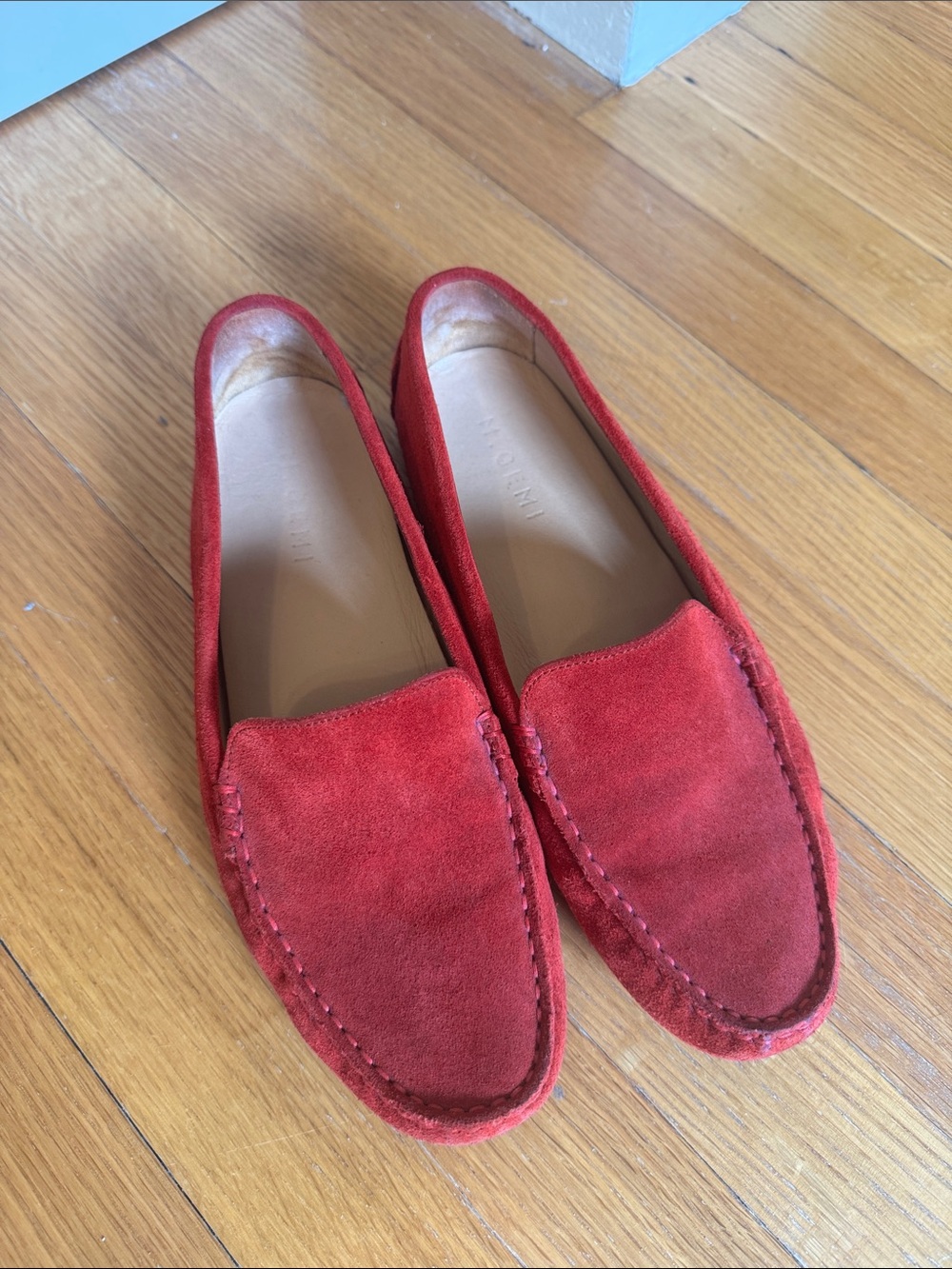 M Gemi Red Suede Loafers-40.5